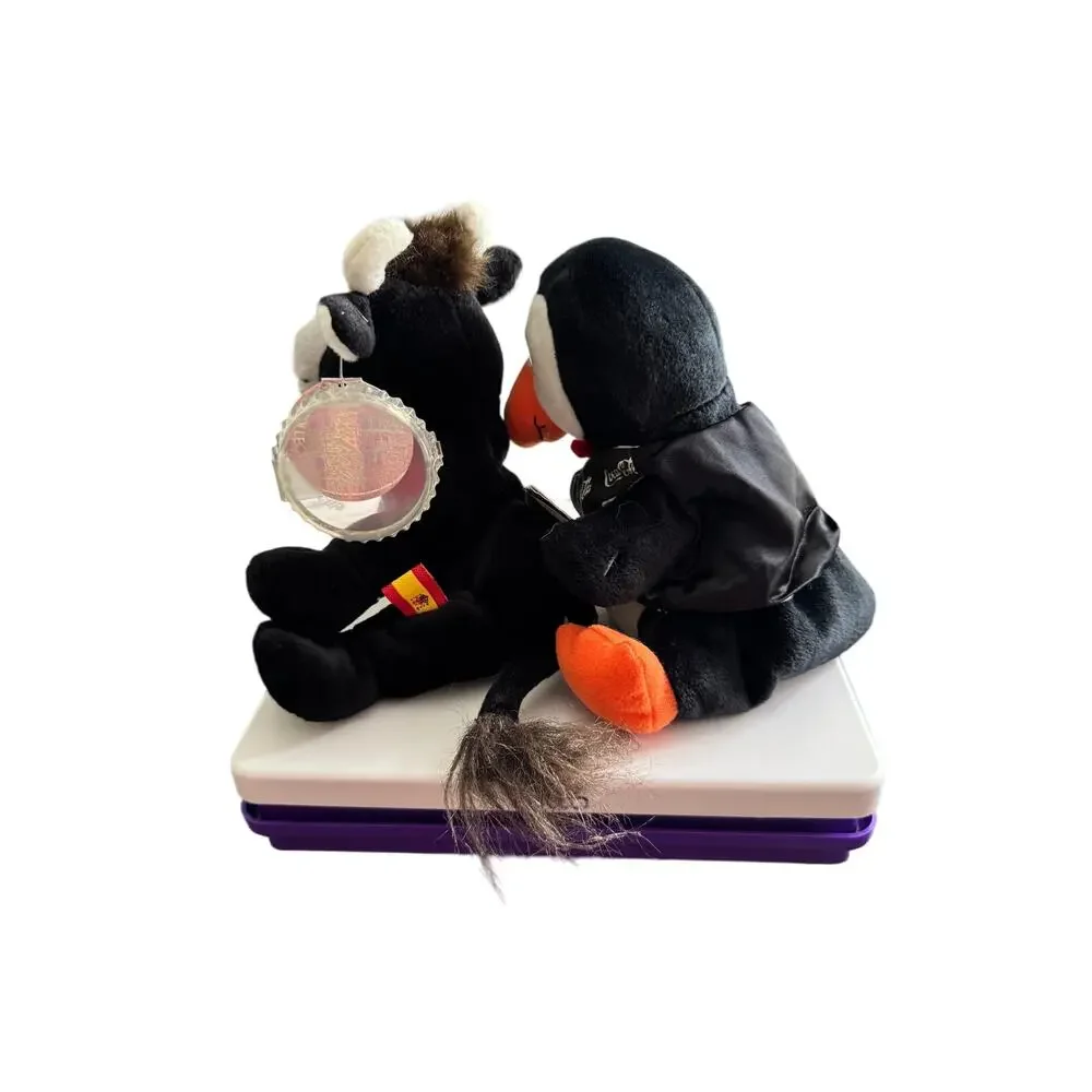 VTG 1998 Coca Cola‎ Toro And Penguin Bean Bag Plush New With Tags Lot of 2